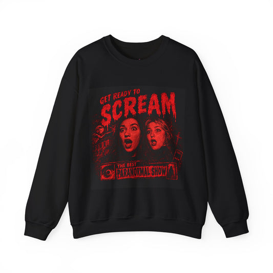 Get Ready to Scream Crewneck Sweatshirt — Retro Paranormal Show Horror Pullover